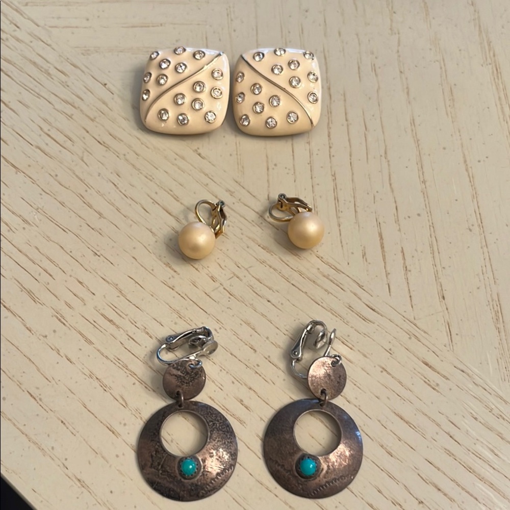 Vintage Three pair of earrings  all clip ons